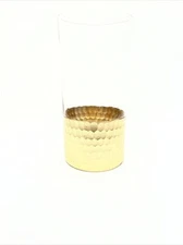 Vintage  FTD Art Deco Glass Gold Clear Style 8" Clear Glass Vase 4" Wide HTF