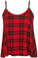 Womens Cami tops Ladies Camisoles Vest Flared Swing Strappy Plus Size Top 8-26