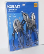 Kobalt 5 Piece Assorted Pliers Set Long Nose Linesman Slip Joint Diagonal Groove