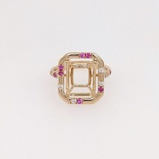 10x12 MM Emerald Cut Semi Mount Ring, 925 Sterling Silver Semi Mount Ring