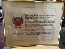 Vintage Kane Family Surname Coat of Arms Framed Print Gold Frame Heraldry
