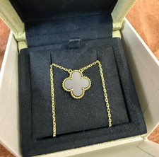 Van Cleef  Arpels Vintage Alhambra Necklace Pendant 18k Yellow Gold Onyx VCA