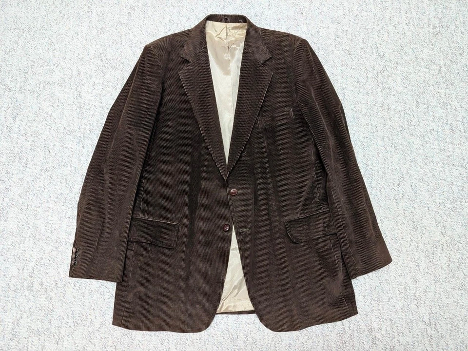 vintage 1970s brown 2PC SUIT corduroy 48L 40x34 jc penney PREPPY ivy league - Image 2 of 4