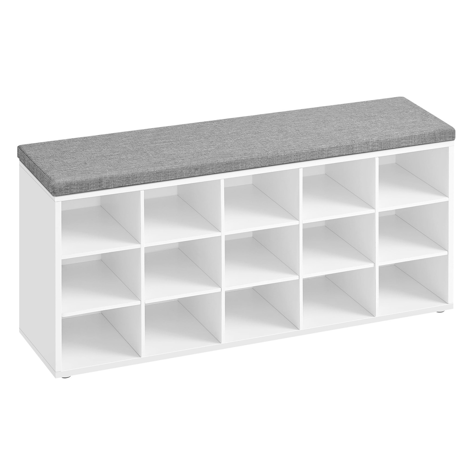Organiseur de chaussures modulable avec assise rembourrée en chêne