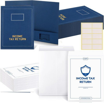 100 Pcs 9x12'' Tax Return Folders with Pockets and Envelopes for Organizing