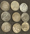 Lot Of 9 Silver 1922-1928 Peace Dollars
