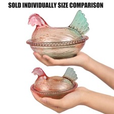 Crystal Glass Chicken Shape Candy Dish,Retro Candy Bowl with Lid,Dessert Plate