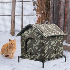 Outdoor Cat House with Elevated Base Winter
