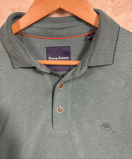 TOMMY BAHAMA Men  s Shirt Medium M Green short Sleeves Golf Polo Marlin Logo