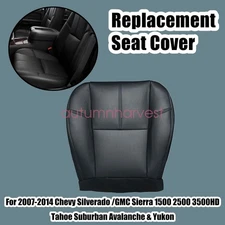For 2007-2014 Chevy Suburban 1500 2500 Driver Bottom Leather Seat Cover Black