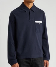 Palm Angels Polo Shirt Size SEE MEASUREMENTS Navy Blue Sartorial Tape Long Sleev