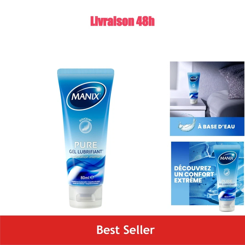 Manix Pure Gel Lubrifiant à Base d'Eau 80ml | Compatible Préservatifs - Photo 1/4
