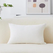 Home Brilliant White Lumbar Pillow Cover 20" x 12" (Pack of 1), Creamy 