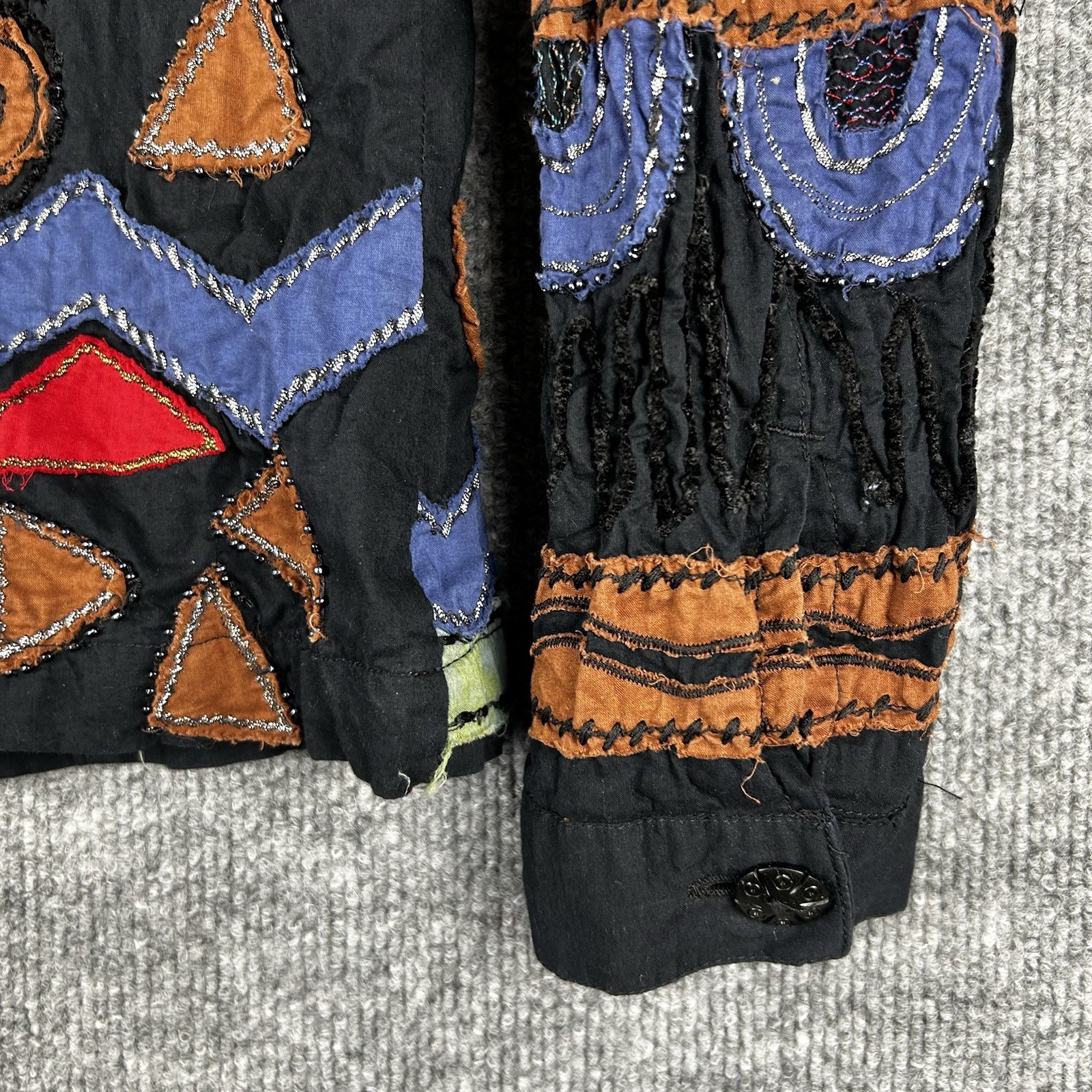 Chicos Jacket Womens 1 Boho Patchwork Cotton Embr… - image 4