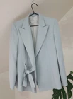 Max Mara Luxury Women's Light Blue Wool Blazer Jacket Size 42 Made in Italy