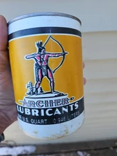 VINTAGE ARCHER AIRPLANE Oil  QUART OIL CAN PLASTIC SEALED Full