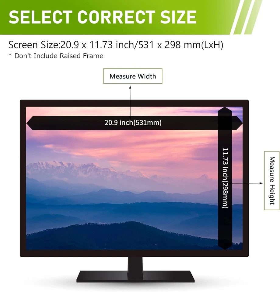 24”/16:9 PC Monitor Privacy Screen Filter - Anti Scratch Anti Glare Blue Light - Image 2 of 4