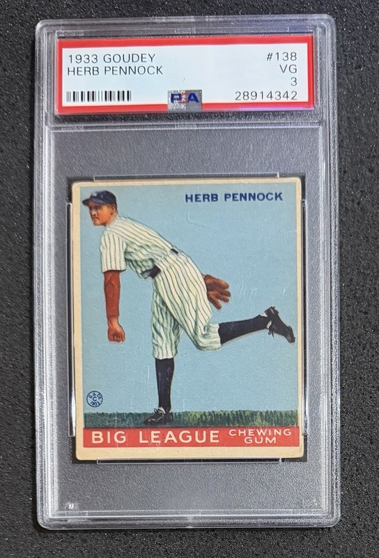 1933 Goudey - #138 Herb Pennock - PSA 3