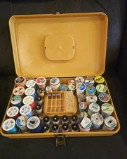 Wilson WIL-HOLD Sewing Box - Vintage Yellow with Threads & Bobbins