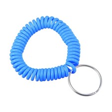 4Pcs Spiral Keychain, Plastic Wrist Coil Keyring Wristband Key Holder Light Blue