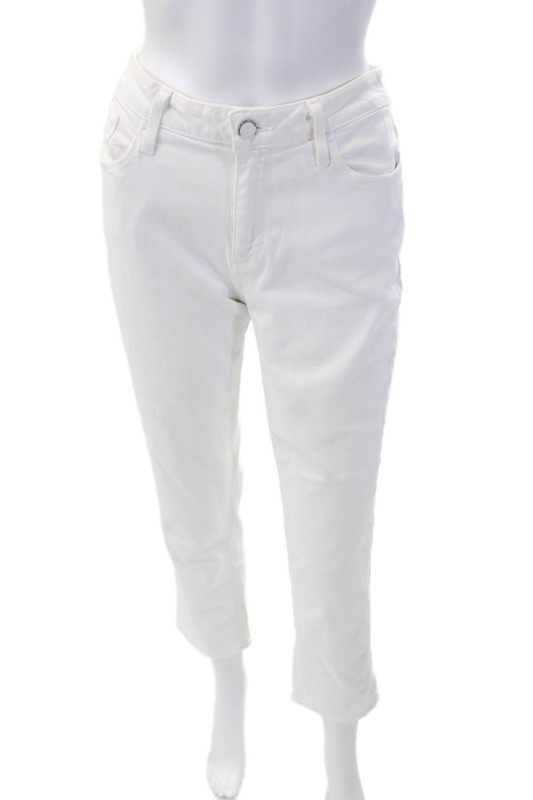 Paige Womens Cotton Zipped Buttoned Slip-On Jeans White Size 28