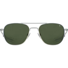 52mm Matte Chrome Frames American Optical AO Pilot Sunglasses, Green Lens