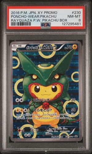 2016 Pokemon JPN Rayquaza Poncho Pikachu Box XY Promo #230 PSA 8 New Cert