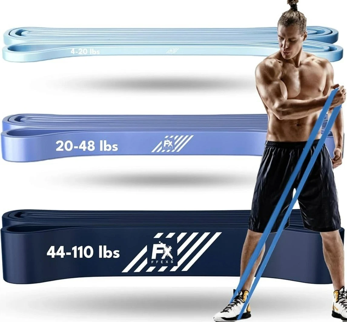 FX FFEXS Resistance 3 Bands Set Men - Exercise Bands Durable Latex Pull up Bands