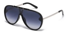 VG Sunglasses  Shield  Silver  Black Frames  Blue Gradient Lens Case/Cloth
