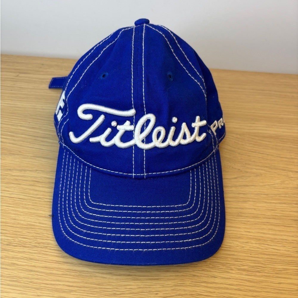 Titleist Golf Hat Pro V1 FootJoy FJ Adjustable Blue Contrast Stitch Cap