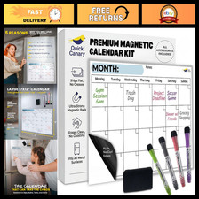 Magnetic Dry Erase Calendar for Refrigerator 17x12  - Stain-Resistant, Large Wri