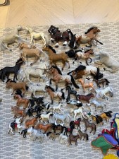 Vintage Bundle Of Toy Plastic Flocked Horses Figures 