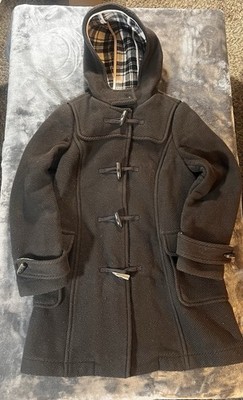 Old Navy Long Brown Wool Blend Coat with Pink Flannel Lining Size Small