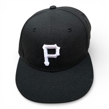 NEW ERA Pittsburgh Pirates Fitted Hat Boy's 6 7/8 Black Embroidered Cap 59Fifty