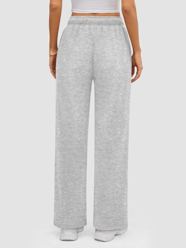 Womens Sweatpants 2025 Baggy Wide Fleece Lined Straight Leg Pants Medium Grey - Picture 6 of 7