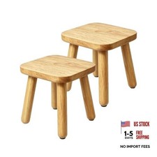 2-Pack Small Wooden Stool for Kids and Adults - Wood Step Stool