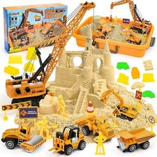 TUZT Kids Construction Sensory Bin Play Sand Kit Toys for Toddlers, Sandbox w...