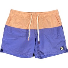 Marine Layer Mens Swim Trunks M Purple Peach Colorblock 14323 Board Shorts 96