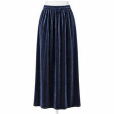 Vintage Y2K Velvet Maxi Skirt Size M Blue Elastic Waist Gothic Witchy Whimsigoth