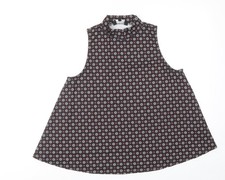 New Look Damen schwarz Blumenmuster Polyester Basic Bluse Gr&ouml;&szlig;e 12 Stehkragen