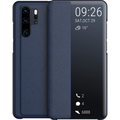 Smart View Flip Hülle Huawei P30 Pro Kunstleder Schutzfolie Navy