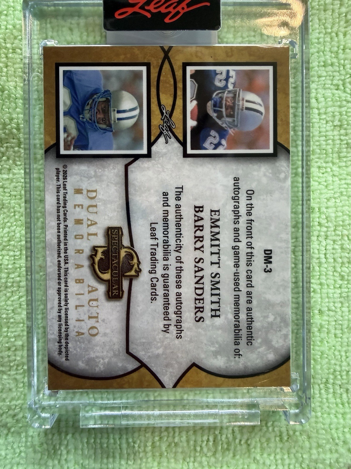 2026 Leaf Spectacular Smith Sanders Duel Auto & Games Used Patches #4/5 HOF RB view 5