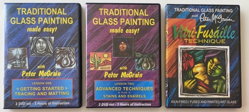 Peter McGrain 5 DVDs : TRADITIONAL GLASS PAINTING 1&2 + VITRI-FUSAILLE TECHNIQUE