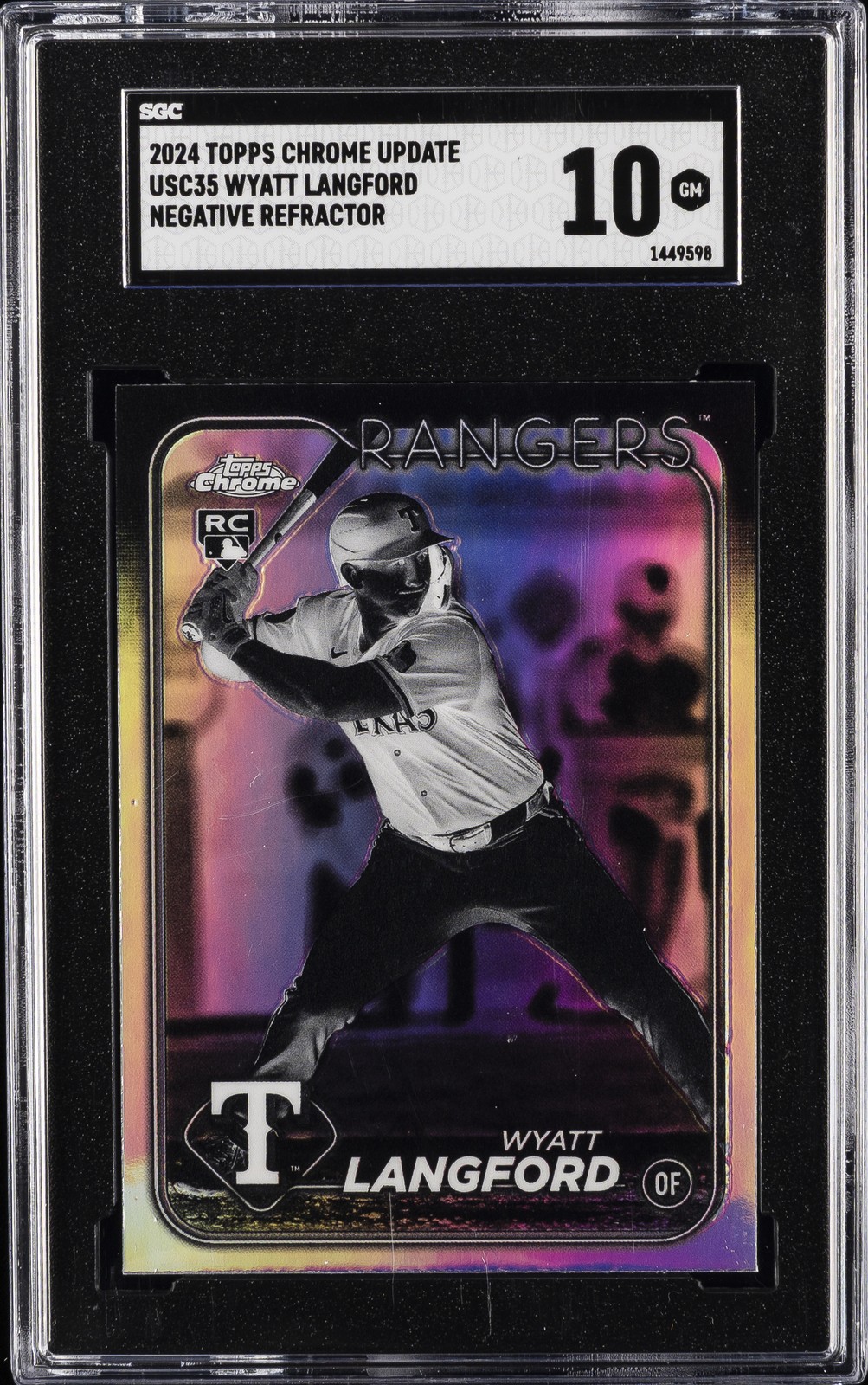 2024 TOPPS CHROME UPDATE NEGATIVE REFRACTOR #USC35 WYATT LANGFORD SGC 10 GM