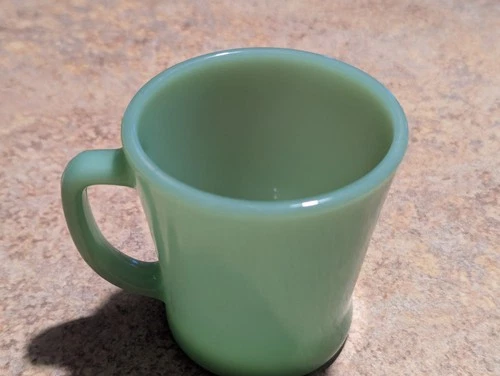 Fire King Oven Ware USA Green Jadeite D Handle Coffee Mug Vintage