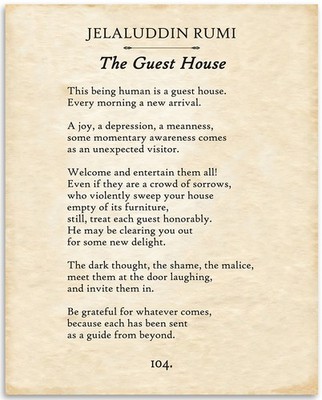 Rumi The Guest House Quote Poster 11x14 Unframed Poetry Typography Wall Art