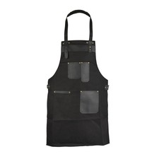 Leathershire Full Grain Leather Canvas Apron Butcher, BBQ, Cooking, Black...