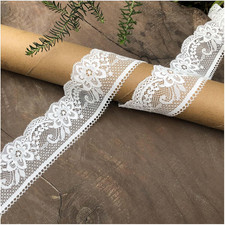 2 Inch Lace Trim, 5Cm in Width, 6 Yards Long White Lace Ribbon for Dressing Sewi