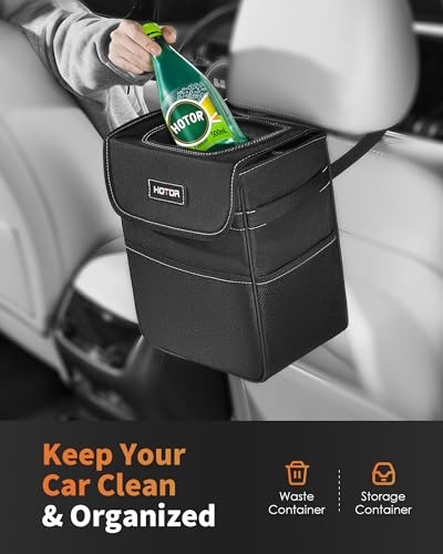 HOTOR Car Trash Can Leak-Proof Organizer Collapsible Auto Garbage Bin ...
