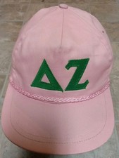 Vintage Delta Zeta Pink Green Trucker Hat Rope Strapback Rare Made In USA OSFM